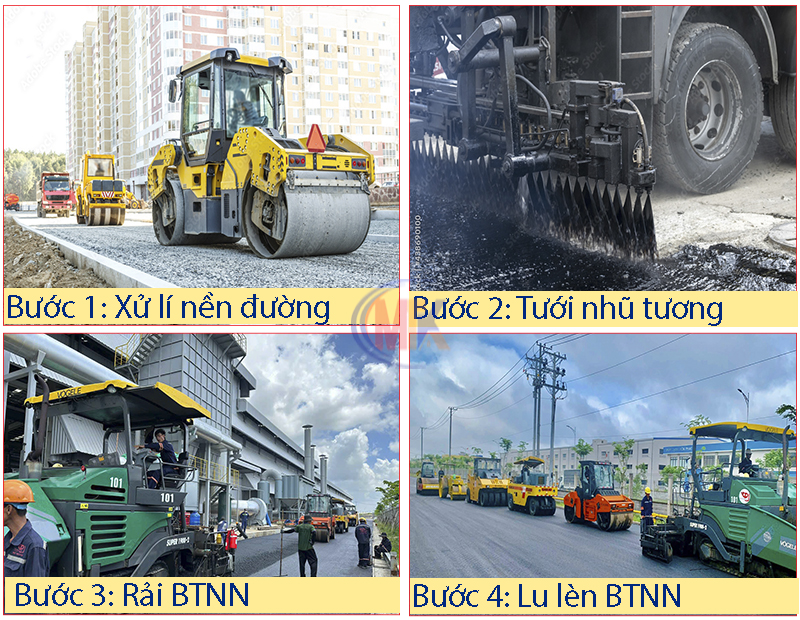 Quy trình tiêu chuẩn 4 bước trải thảm bê tông nhựa nóng