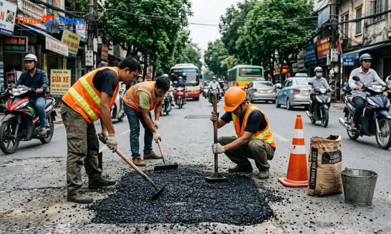MTK - Đơn vị thi công bê tông nhựa nguội  chuyên nghiệp