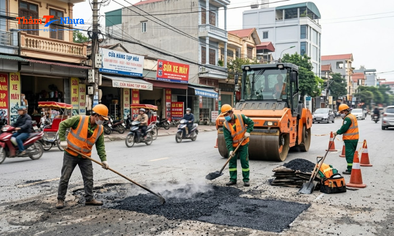 Biện pháp thi công mặt đường bê tông nhựa