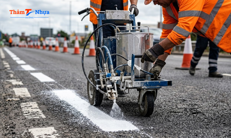 Thi công sơn kẻ vạch