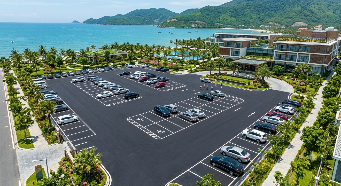 Thảm nhựa bãi đỗ xe Khách sạn Đà Nẵng