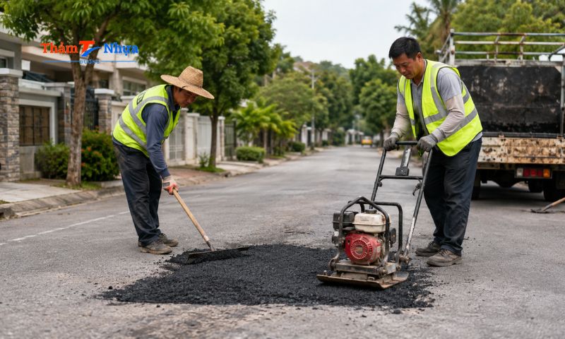 Vá ổ gà đường nhựa