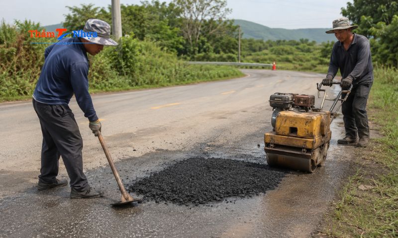 Vá ổ gà đường nhựa