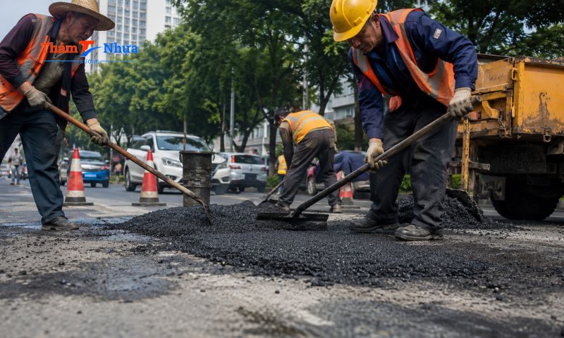 Vá ổ gà đường nhựa